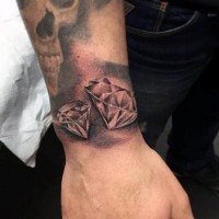 3D realistic big and small diamonds tattoo on arm