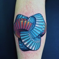 3D realistisches farbiges hypnotisches Tattoo am Bein