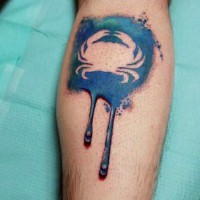 3D realistic cool designed little crab shaped symbol tattoo on arm