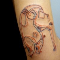 3D style colored arm tattoo of mystical creature