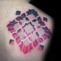 3D Stil schönes farbiges Ornament Tattoo an der Schulter