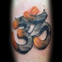 3D style colored Hinduism symbol tattoo