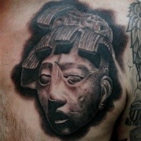 3D style detailed chest tattoo of antic statue