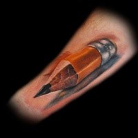 3D style incredible looking little pencil tattoo