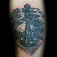 3D style large very detailed tattoo of black chess figure