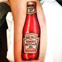 3D style nice colored bog tattoo on ketchup bottle