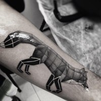 3D style slim geometrical forearm tattoo of fox