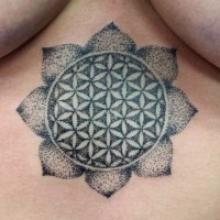 Tatuaje  de flor mandala hermosa gris