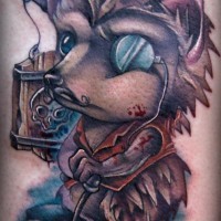 Amazing colorful killer-hedgehog tattoo