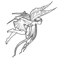 Amazing outline flying fairy tattoo design - Tattooimages.biz