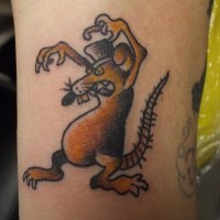 Amuse cartoon brown rodent tattoo on arm