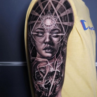 Awesome abstact tattoo with geometrical elements