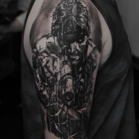 Awesome black and white splinter cell tattoo theme tattoo