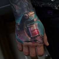 Awesome tattoo mashine on wrist