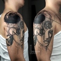 Beautiful sketch style tattoo by minervas linda