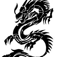 Big furious black oriantal dragon tattoo design