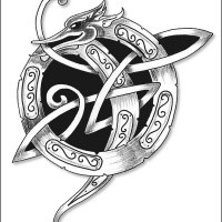Black-and-grey celtic-style dragon tattoo design