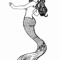 Black-ink hawaiian mermaid tattoo design