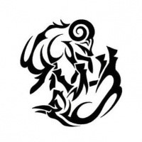Black-ink tribal ram and bull fight tattoo design - Tattooimages.biz