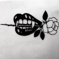 Desenho de tatuagem de dentes de vampiro de lápis cinza-tinta -  Tattooimages.biz