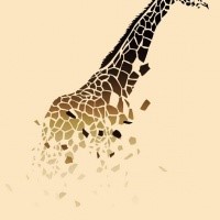 Black-spotted giraffe crushing into pieces tattoo design