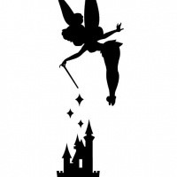 Black fairy conjuring over the castle tattoo design