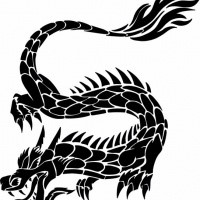 Black oriental dragon with open jaws tattoo design