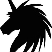 Black sharp-mane unicorn silhouette tattoo design