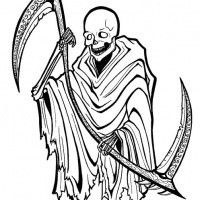 Bold death with two-sided scythe tattoo design by Sargecrys ...