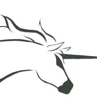 Brave attacking unicorn silhouette tattoo design by Gypsyn13