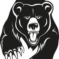 Cartoon black hunting bear tattoo design
