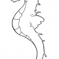 Cartoon colorless seahorse tattoo design