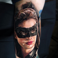 Catwoman portrait comics tattoo
