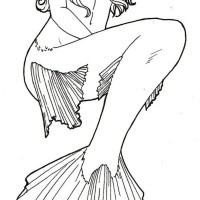 Charming uncolored sitting mermaid tattoo design