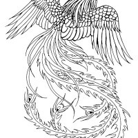 Colorless flying phoenix tattoo design