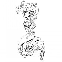Colorless tattooed mermaid model tattoo design