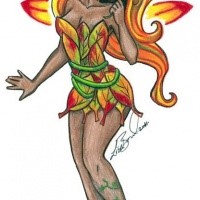Cool autumn dark-skin fairy tattoo design