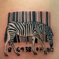raffinata zebra in altezza naturale con codice a barre