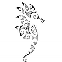 Cool maori-style seahorse tattoo design