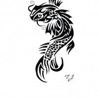 Cool tribal koi fish tattoo design by Silgan
