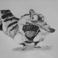 Crazy black-and-white ice age squirrel tattoo design by Simone93