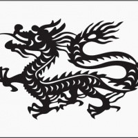 Crazy black-ink oriental walking dragon tattoo design