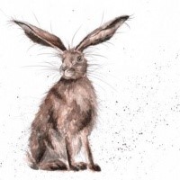 Crazy brown sitting hare tattoo design