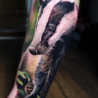 Cute colorful Badger tattoo