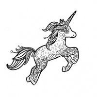 Cute fantasy-patterned running unicorn tattoo design