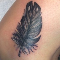 Cute fluffy black feather tattoo