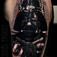 Darth Vader tattoo on shoulder