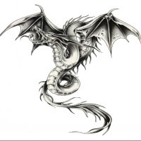 Dire grey-ink flying dragon tattoo design - Tattooimages.biz