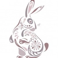 Fantastic folk hare in pale purple colors tattoo design