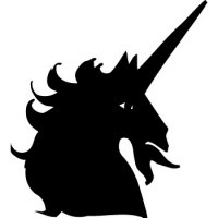 Full-black eyed unicorn silhouette tattoo design